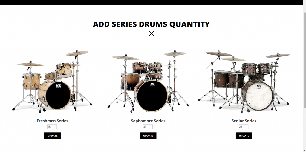 The page that shows the current series drums' quantities. The user can update each quantity of the series drums there.
