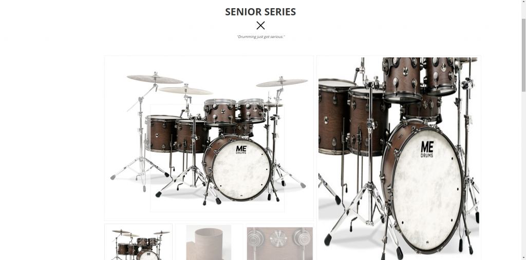 Senior Series page, one of the series drums that ME Drums offer.